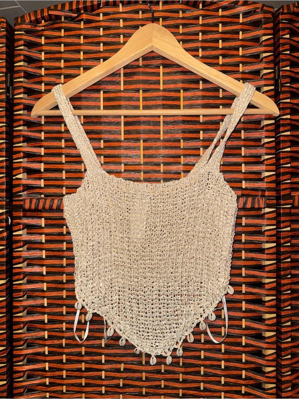 Handmade Seashell Cream Crochet Crop Top